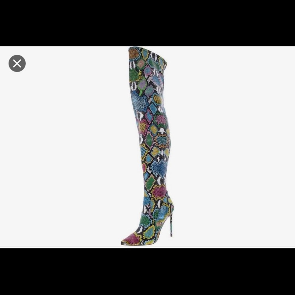 Steve Maddens Women's Vanquish Over-the-Knee Thigh-High Boots. Bright multi colo